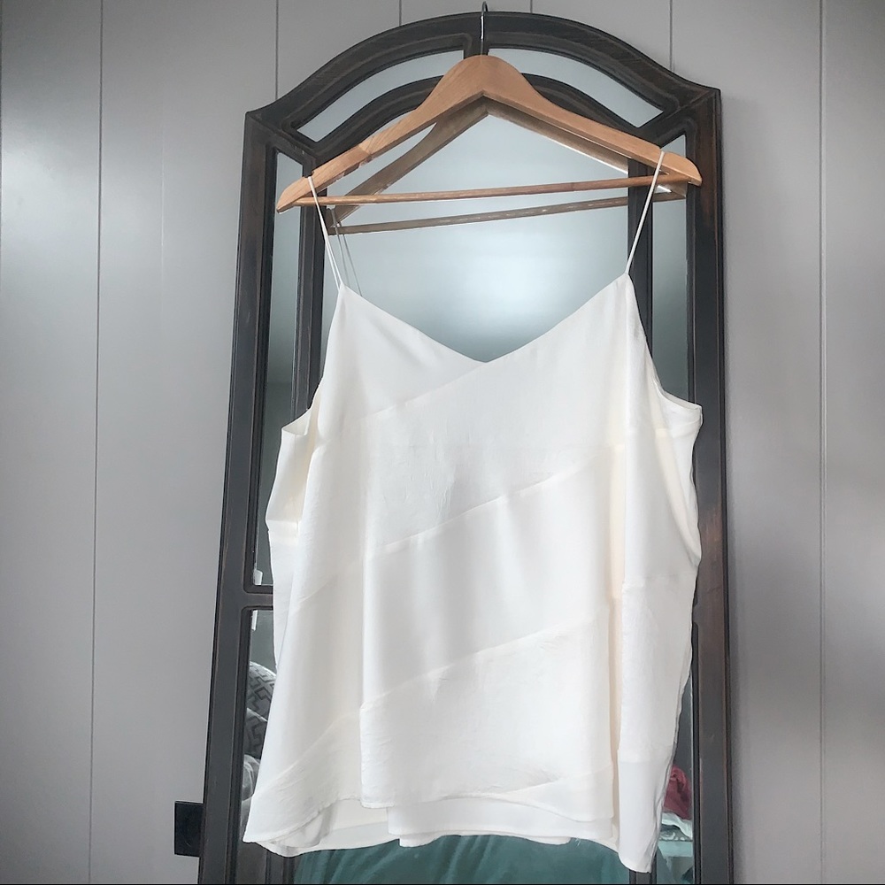 Express Cami With Diagonal Stitching in White